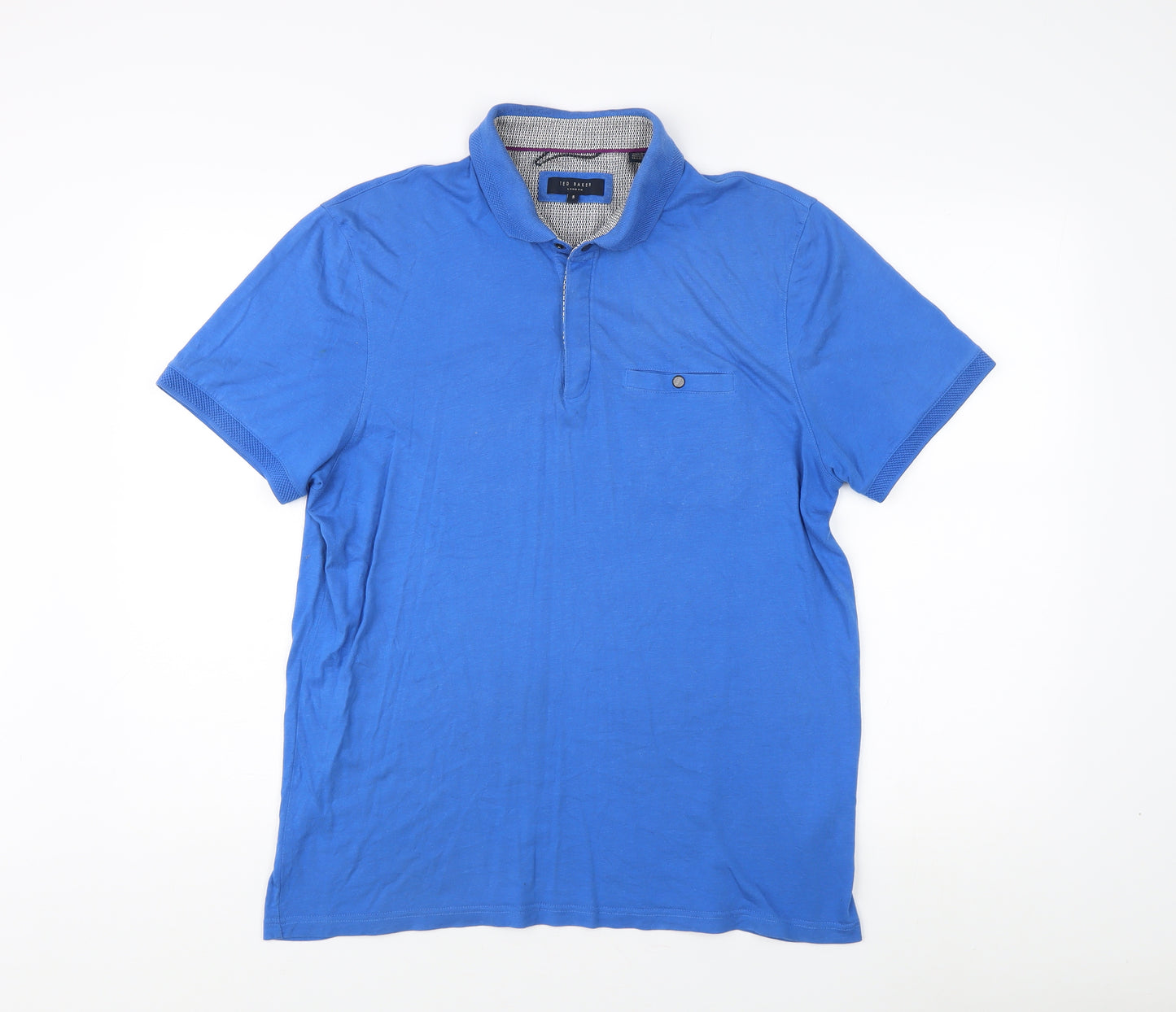 Ted Baker Men's Blue Polo Shirt Size 5 Short Sleeve Modal Cotton