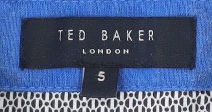 Ted Baker Men's Blue Polo Shirt Size 5 Short Sleeve Modal Cotton