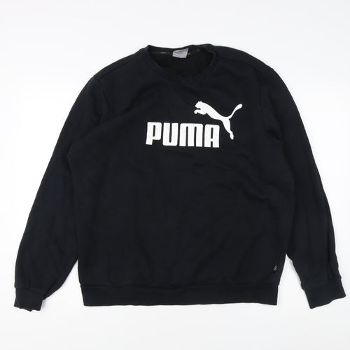 Puma Unisex Black Sweatshirt, Size L, Logo Pullover