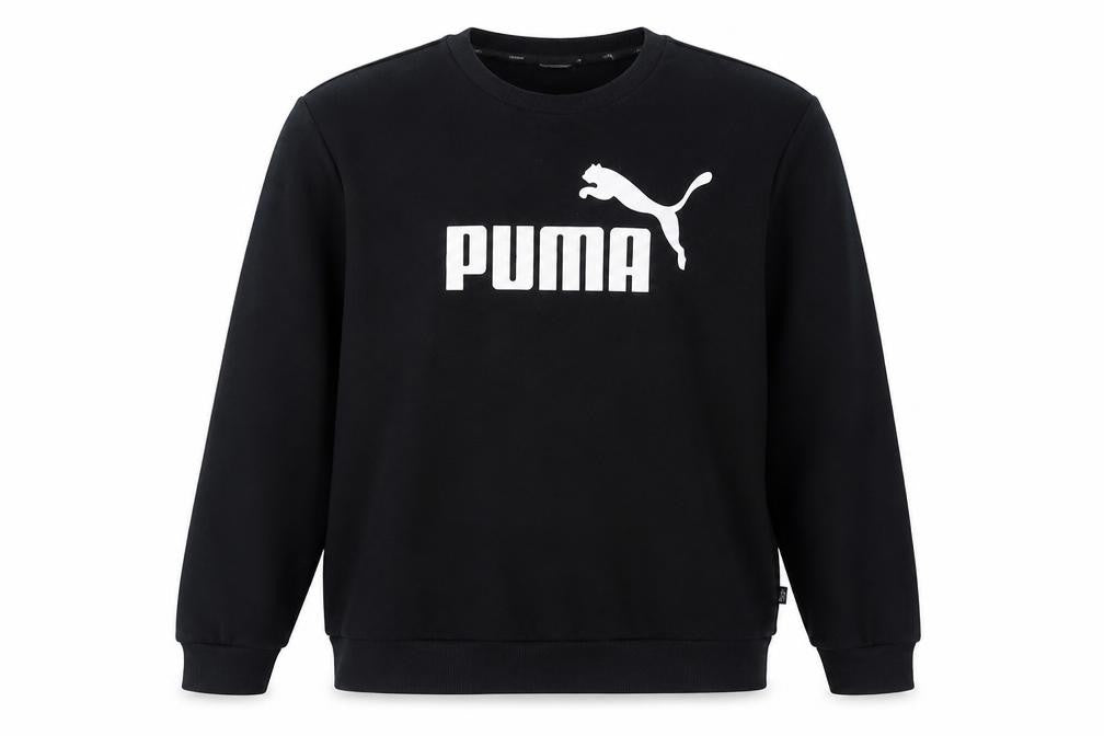 Front view of Puma unisex black sweatshirt, size L, logo pullover