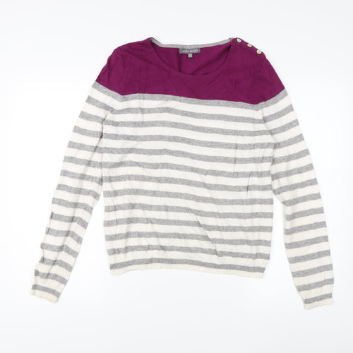 Laura Ashley Women's Striped Pullover Jumper, UK 14, Multicoloured