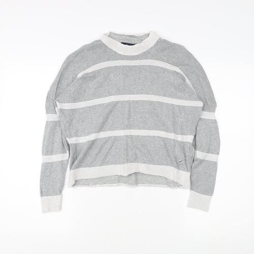 Kangol Women's Grey Striped Pullover Jumper Size 12