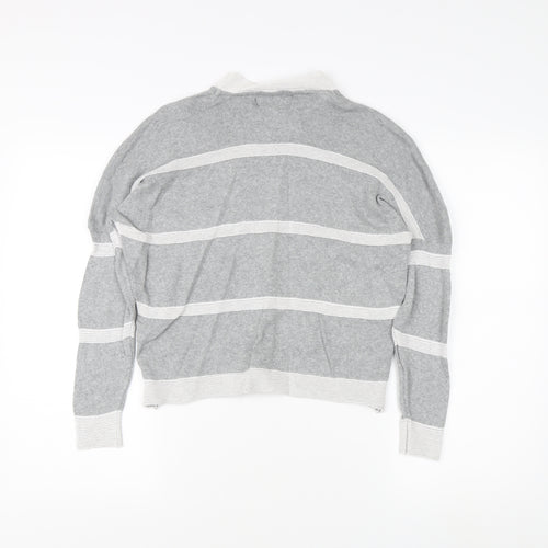 Kangol Women's Grey Striped Pullover Jumper Size 12