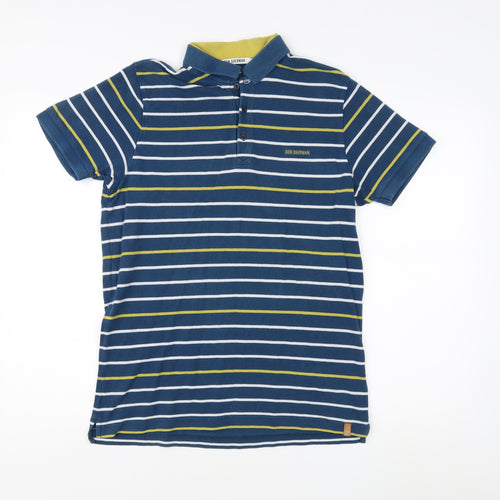 Ben Sherman Men's Blue striped Polo Shirt, Size Medium.