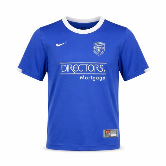 Front view of Nike boys’ blue football jersey t-shirt s