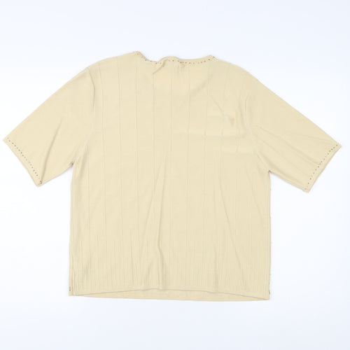 Viyella Women's Beige Studded Knit T-Shirt, M