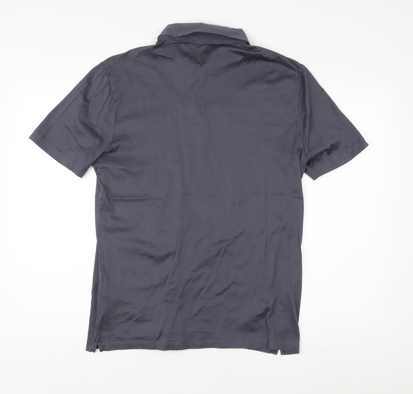 Reiss Men's Grey Polo Shirt L Cotton Short Sleeve Casual