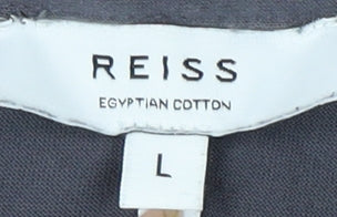 Reiss Men's Grey Polo Shirt L Cotton Short Sleeve Casual