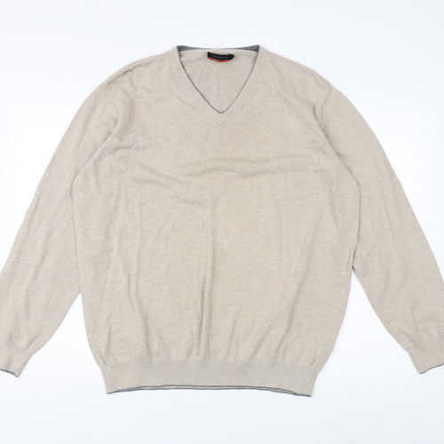 Pierre Cardin Men's Beige V-Neck Pullover Jumper L