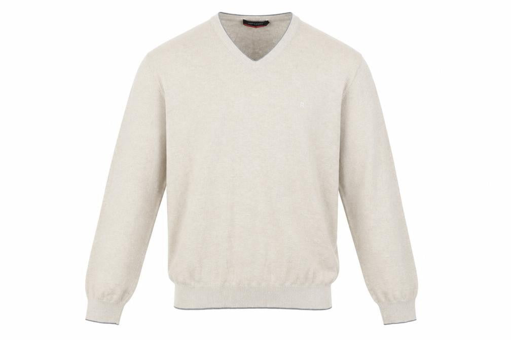 Front view of Pierre Cardin Men's Beige V-Neck jumper L