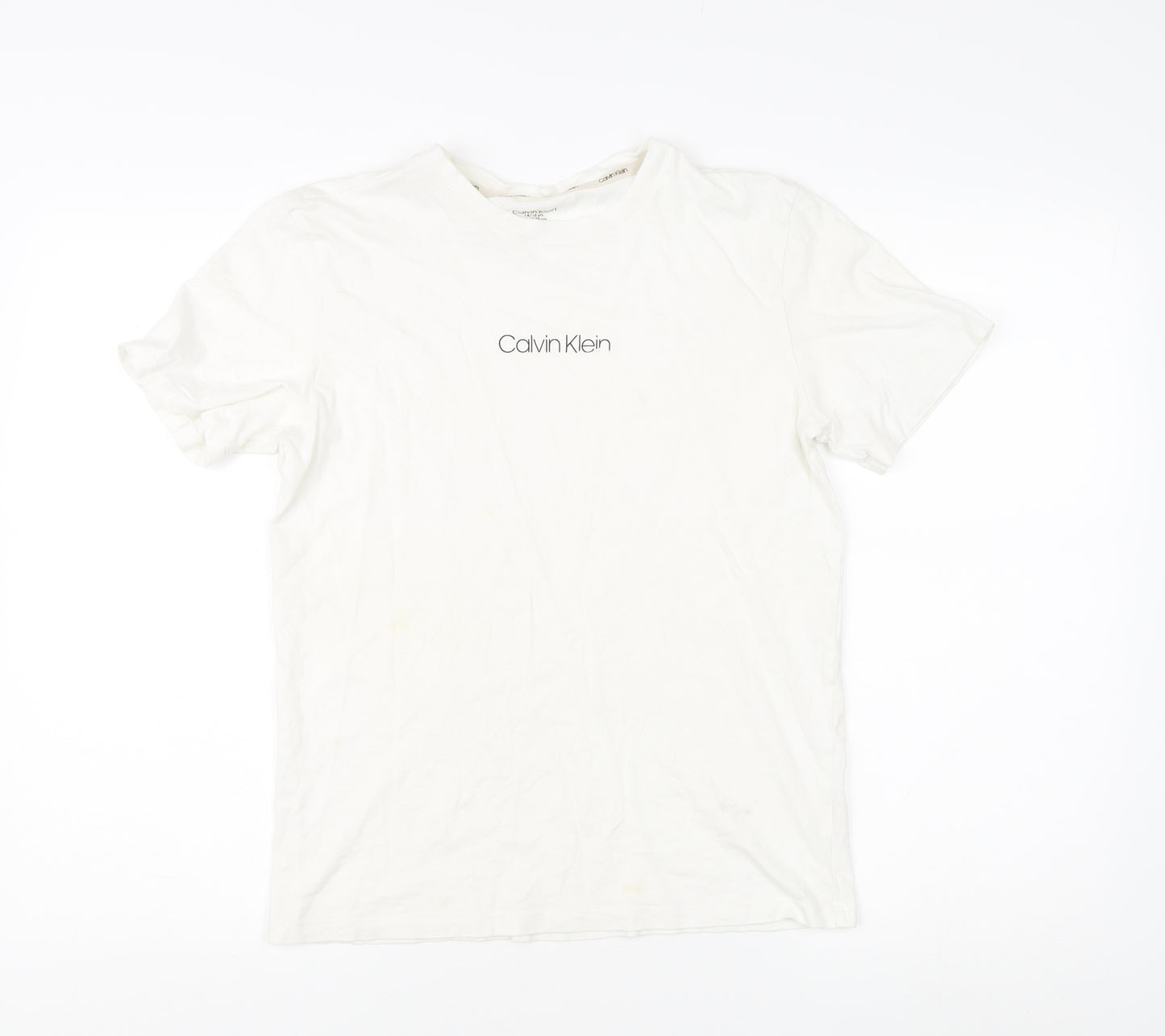 Calvin Klein Kids Unisex White T-Shirt, Size 14-15 Years