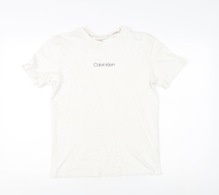 Calvin Klein Kids Unisex White T-Shirt, Size 14-15 Years