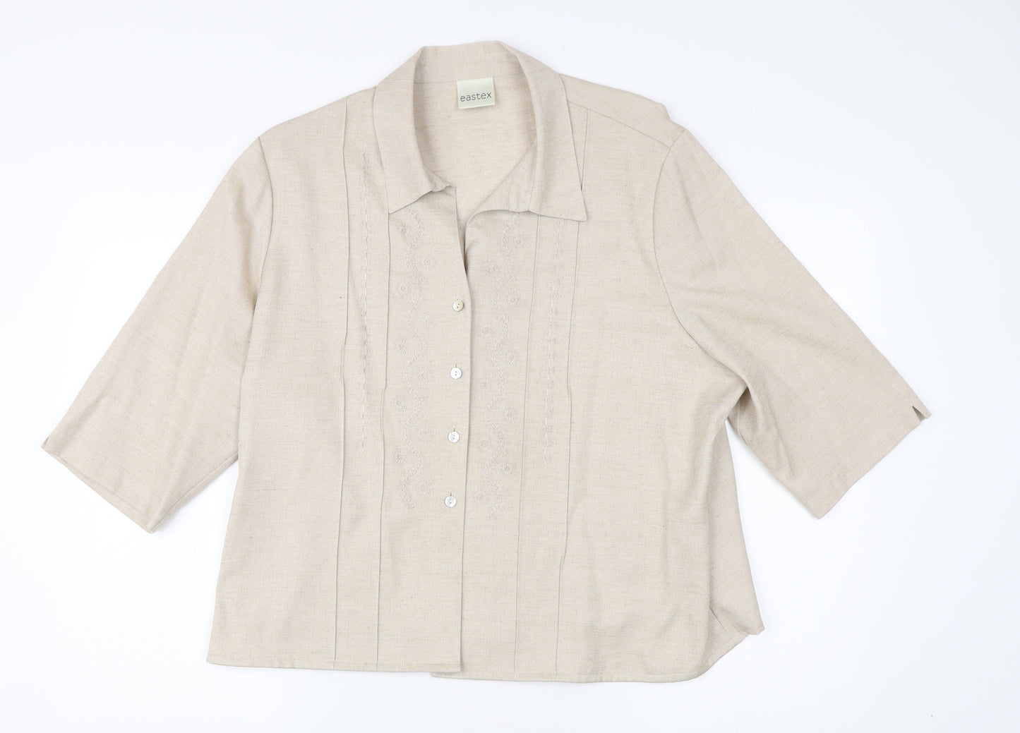 Eastex Women's Beige Button-Up Shirt UK 20 Casual