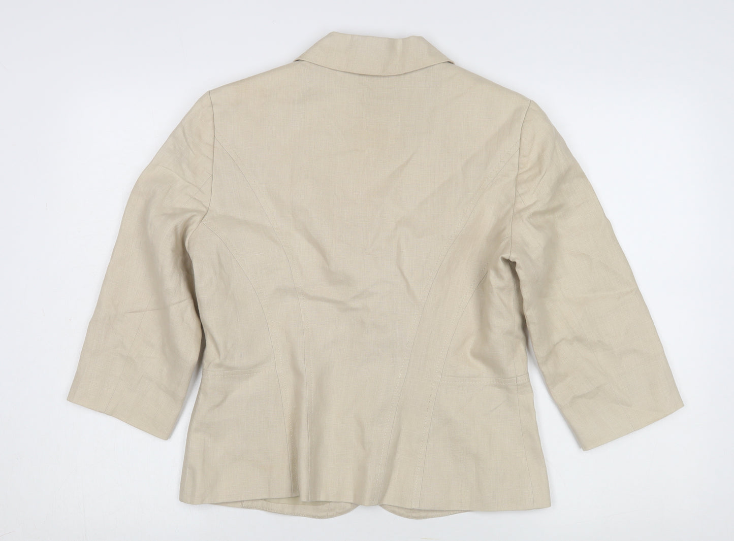 Planet Women's Beige Linen Blazer - Size 8, Classic Style