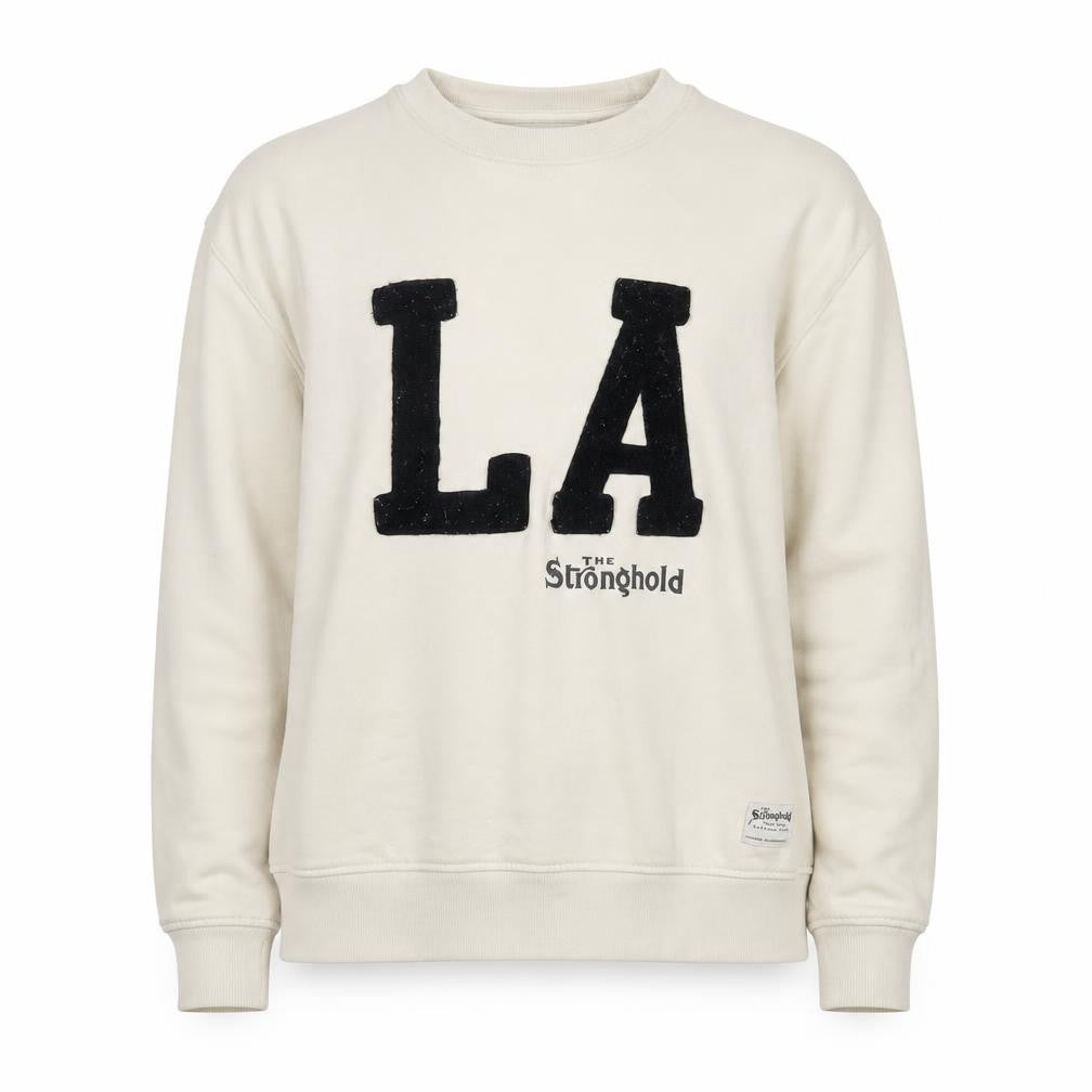 Front view of The Stronghold Ivory unisex medium pullover sweatshirt