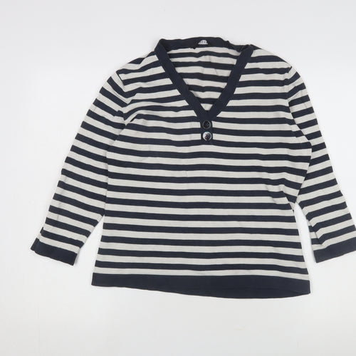 Jaeger Women's Multicoloured Striped Henley Jumper L