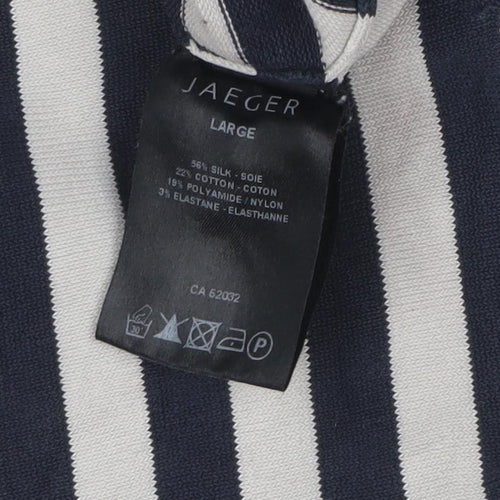 Jaeger Women's Multicoloured Striped Henley Jumper L