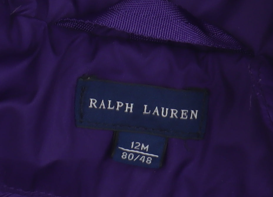 Ralph Lauren Purple Unisex Baby Puffer Jacket 12 Months