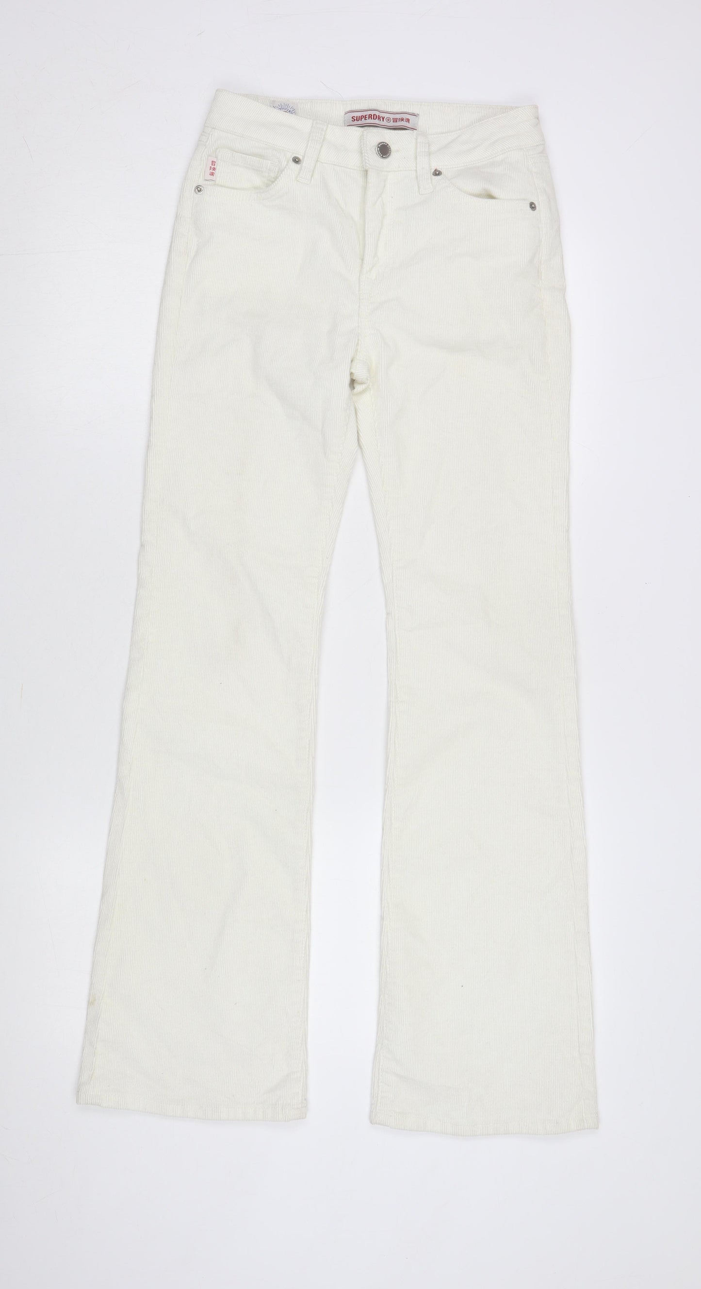 Superdry Women's White Flared Trousers, Size 26