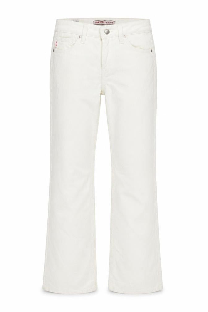 Front view of Superdry Women's White Flared Trousers, size 26