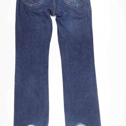 Lee Men's Blue Straight Jeans 29W 34L Vintage Distressed