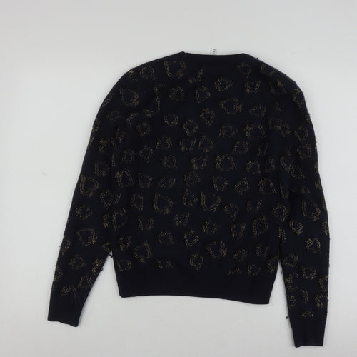 Women’s Black XS Animal Print Pullover Jumper