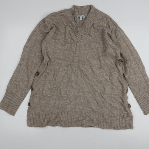 JoJo Maman Bébé Beige V-Neck Pullover Jumper, S, Women