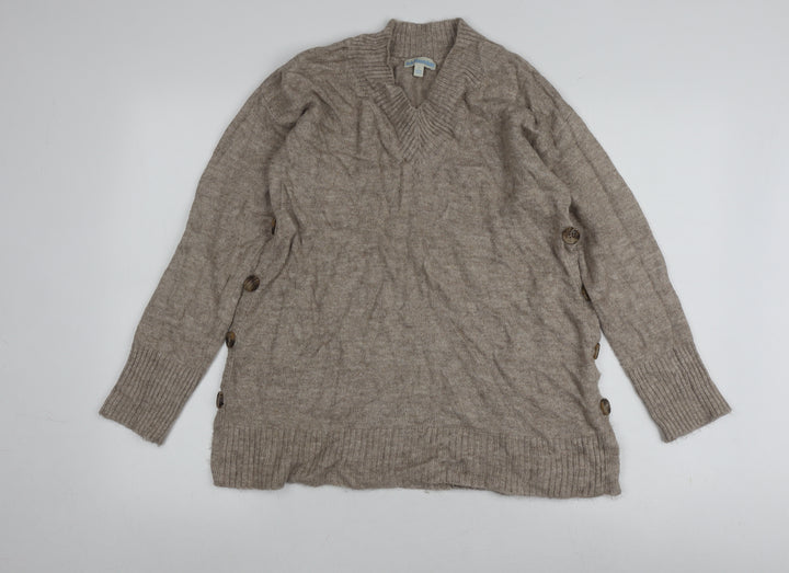JoJo Maman Bébé Beige V-Neck Pullover Jumper, S, Women