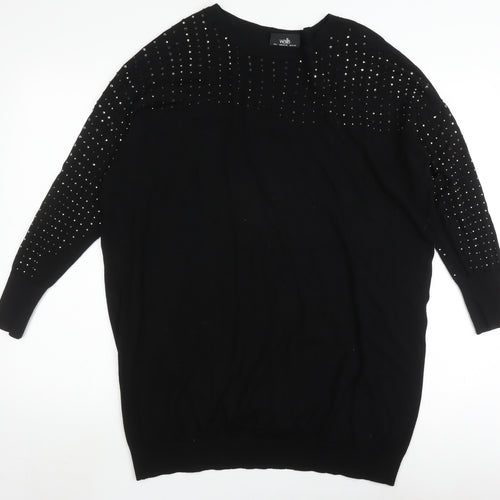Wallis Women's Black Studded Jumper, UK L, Long Sleeve