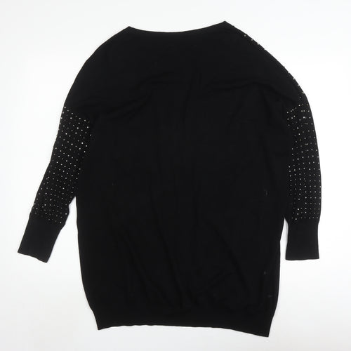 Wallis Women's Black Studded Jumper, UK L, Long Sleeve