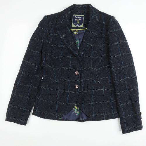 Boden Women's Blue Check Wool Blazer Size 8