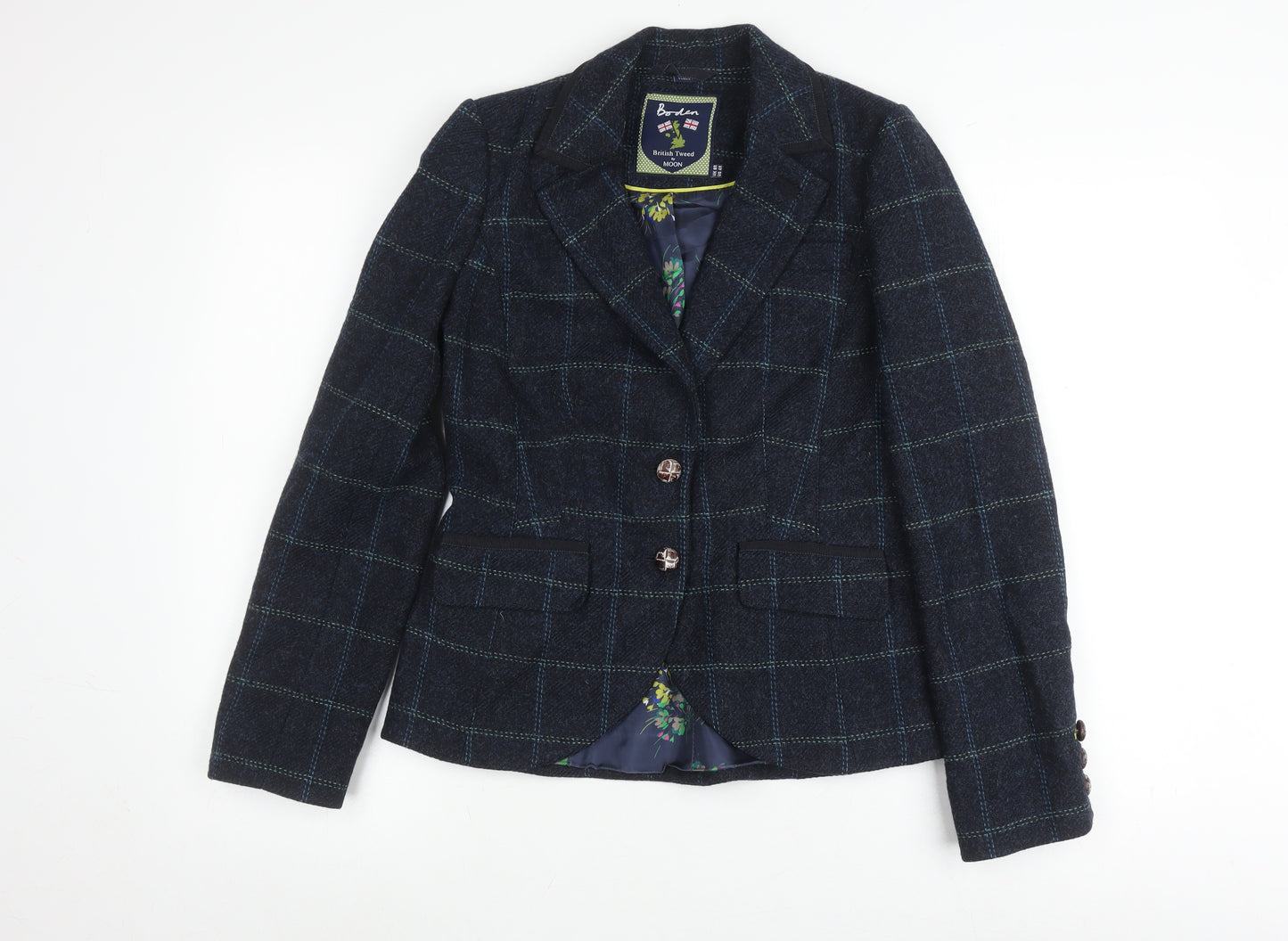 Boden Women's Blue Check Wool Blazer Size 8