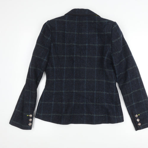 Boden Women's Blue Check Wool Blazer Size 8