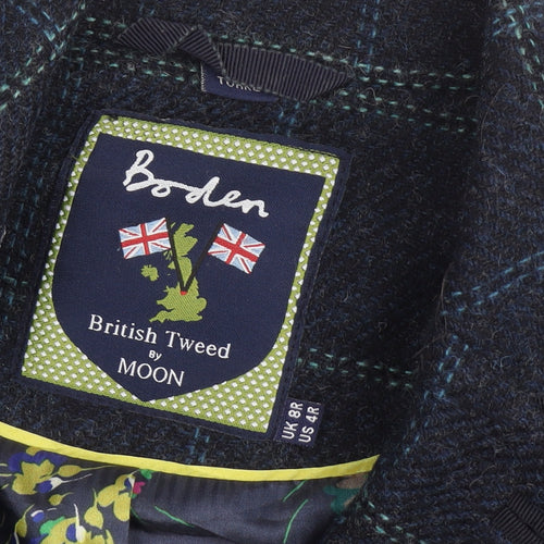 Boden Women's Blue Check Wool Blazer Size 8