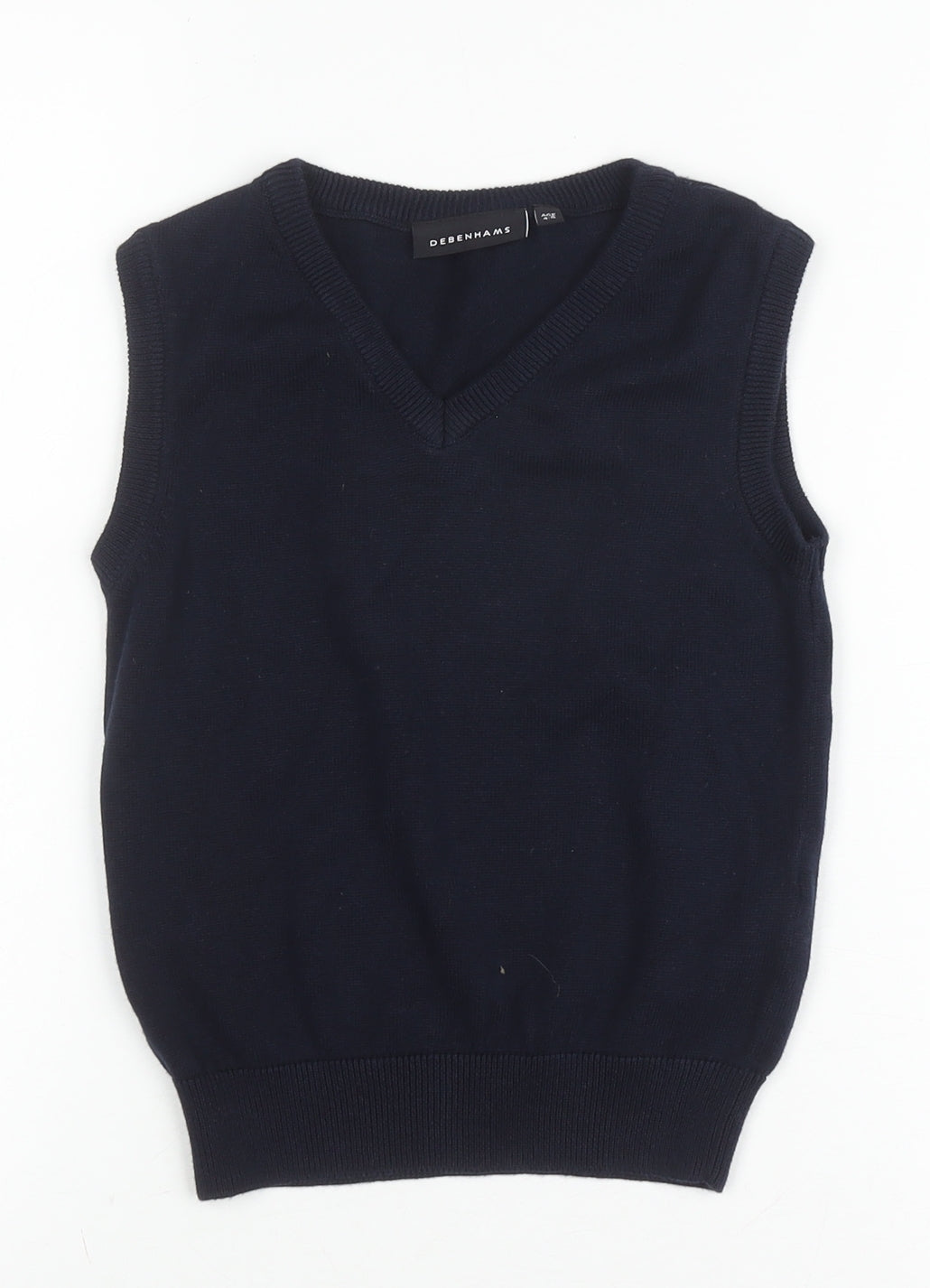 Debenhams Boys Blue Cotton V-Neck Vest, Size 4-5 Years