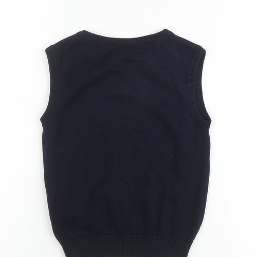 Debenhams Boys Blue Cotton V-Neck Vest, Size 4-5 Years