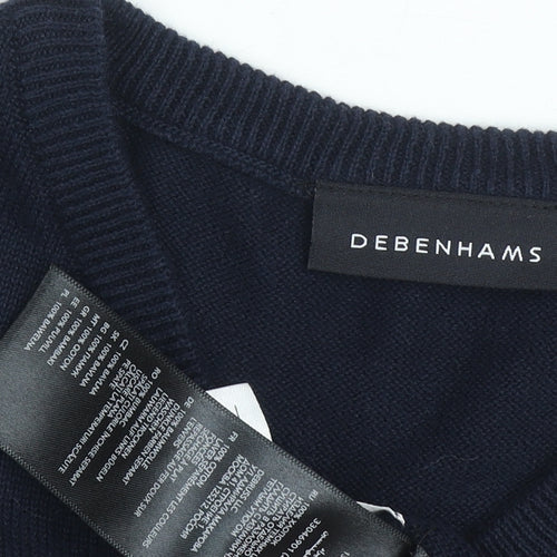 Debenhams Boys Blue Cotton V-Neck Vest, Size 4-5 Years