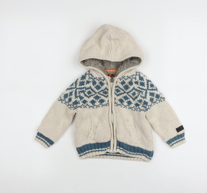 Ben Sherman Unisex Baby Hooded Knit Jacket Beige 6-12 Months