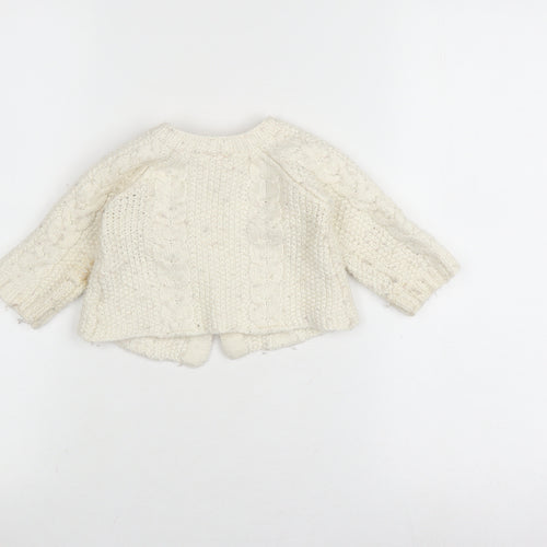 Mini Mode Ivory Wool Knit Cardigan, 9-12 Months