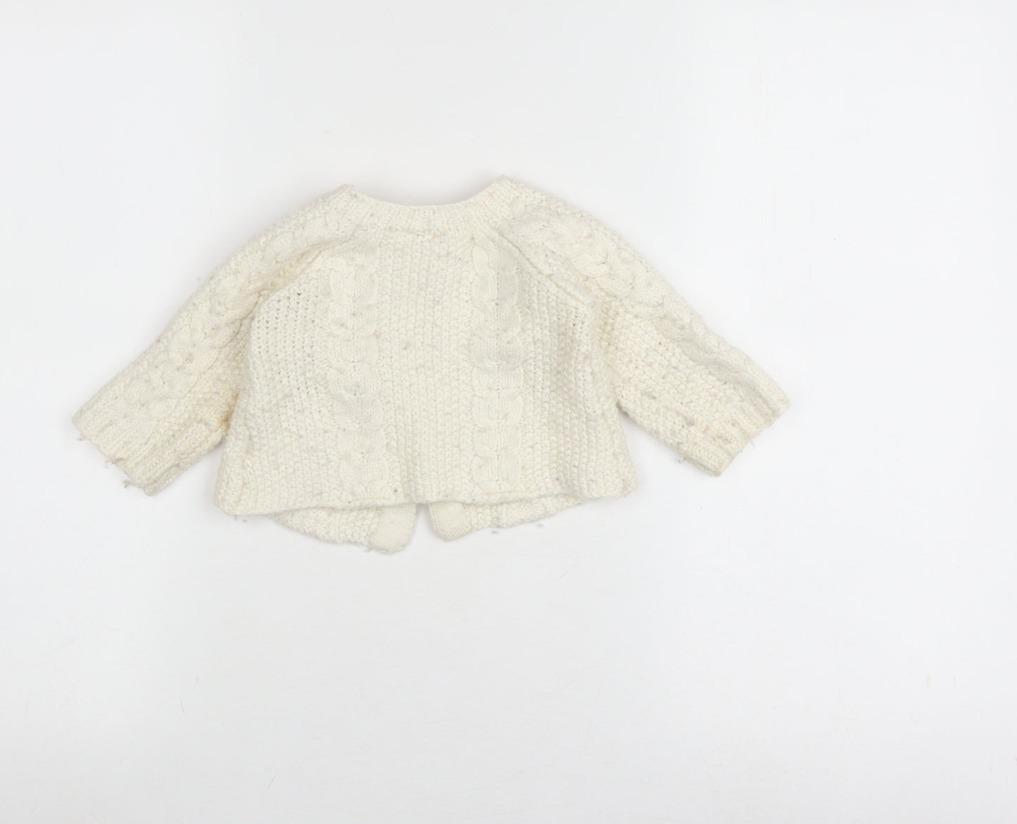 Mini Mode Ivory Wool Knit Cardigan, 9-12 Months