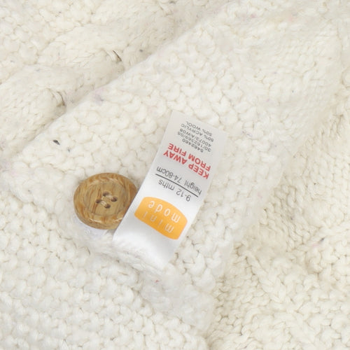 Mini Mode Ivory Wool Knit Cardigan, 9-12 Months