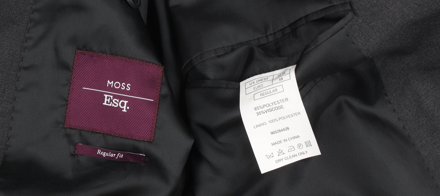 Moss Men's Black Regular Fit Suit Jacket 48R