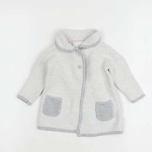 The White Company Grey Unisex Baby Cardigan 3-6 Months Knit Autumn Winter