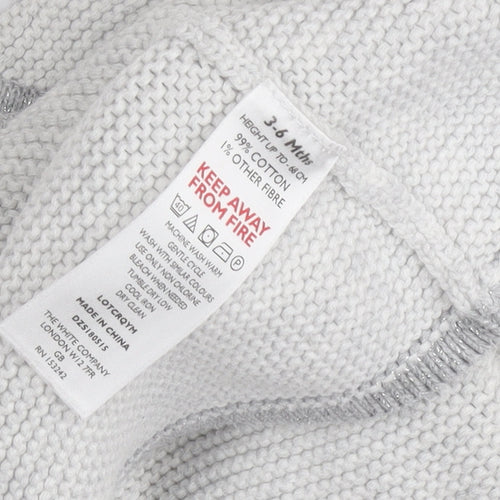 The White Company Grey Unisex Baby Cardigan 3-6 Months Knit Autumn Winter