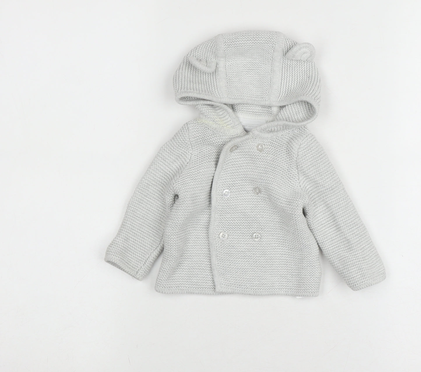 The Little White Company Baby Grey Hooded Cardigan 0-3 Months