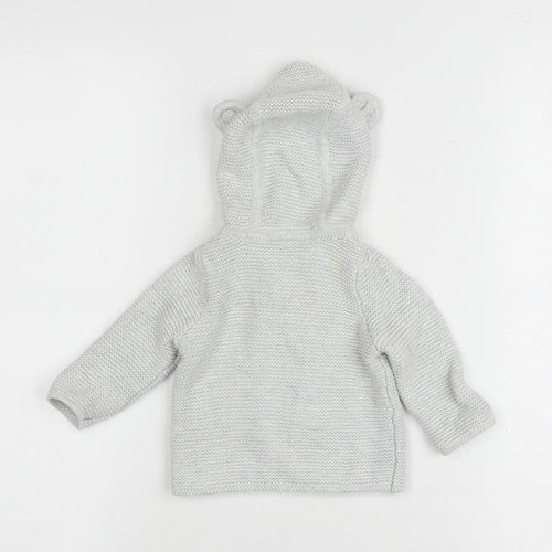 The Little White Company Baby Grey Hooded Cardigan 0-3 Months