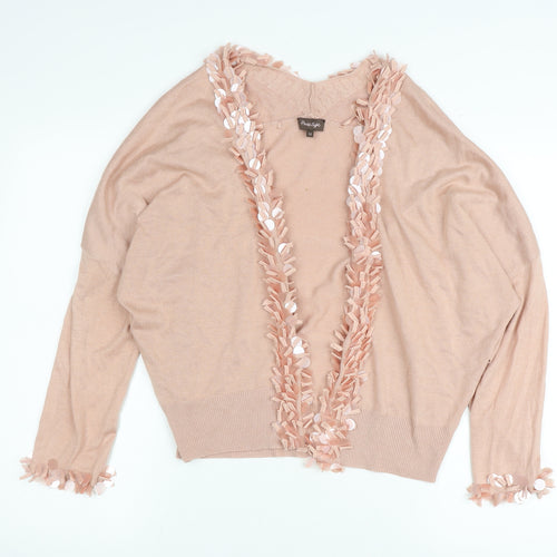 Phase Eight Women's Pink Fringe Open Front Cardigan Size 12