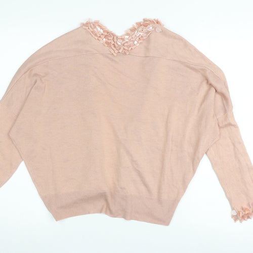 Phase Eight Women's Pink Fringe Open Front Cardigan Size 12