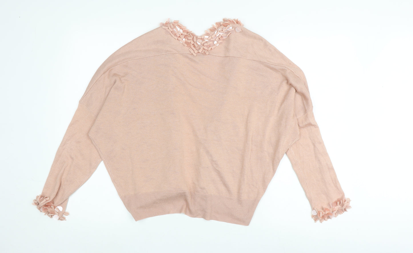 Phase Eight Women's Pink Fringe Open Front Cardigan Size 12