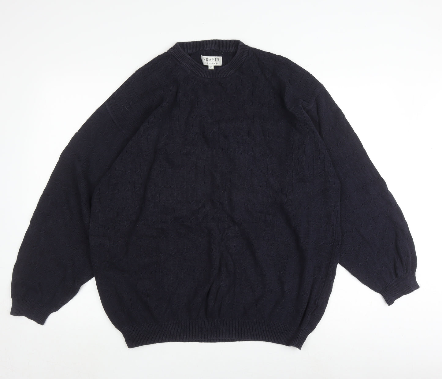 Fraser Men's Black XL Pullover Crew Neck Cable-Knit Jumper